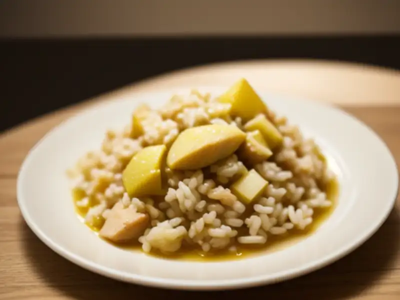 Arroz de Pals com frango e crocante de maçã