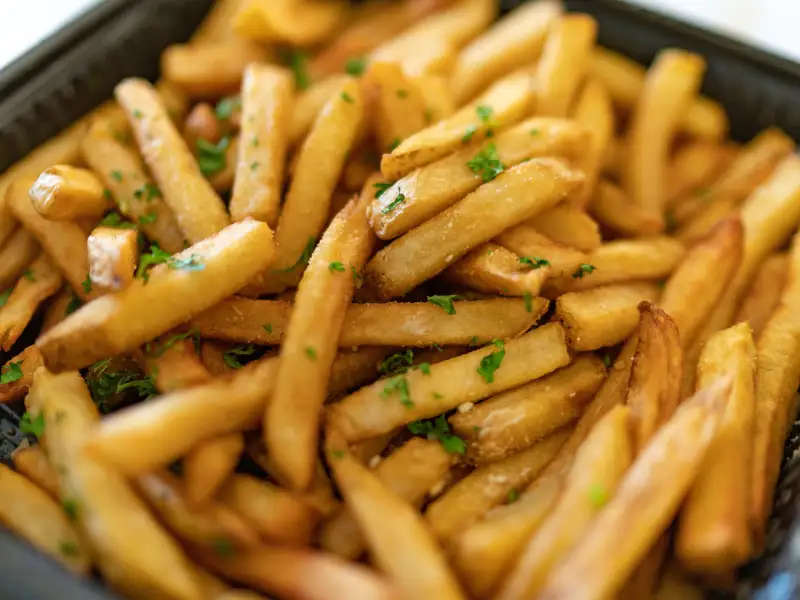 Batatas fritas caseiras, crocantes