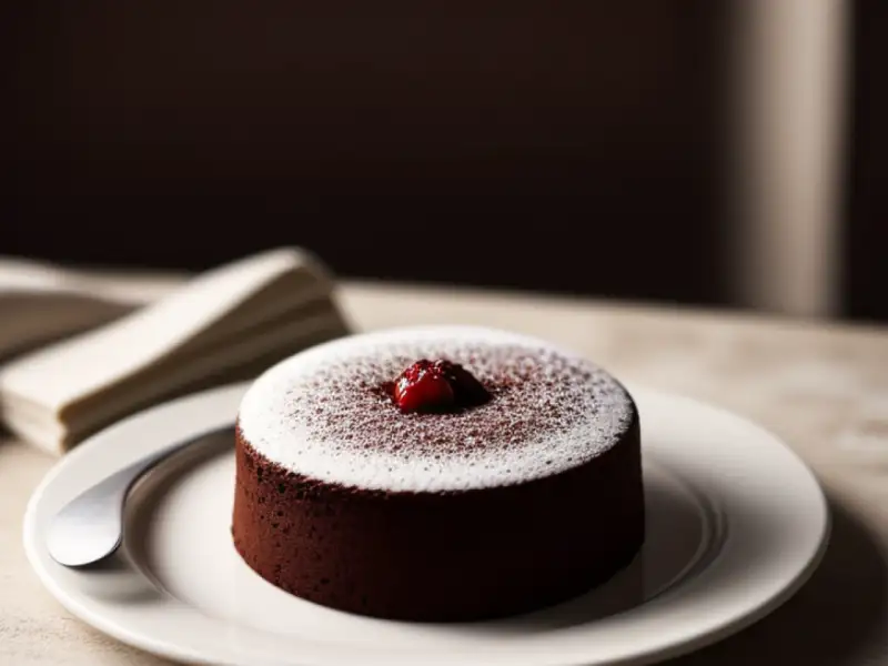 Bolo de chocolate e geleia de laranja