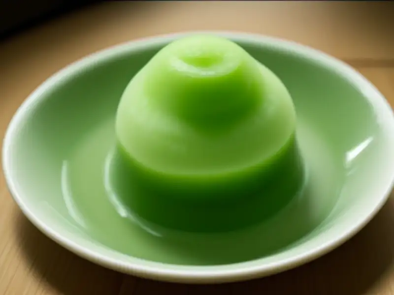 Chá verde com leite tailandês e gelatina