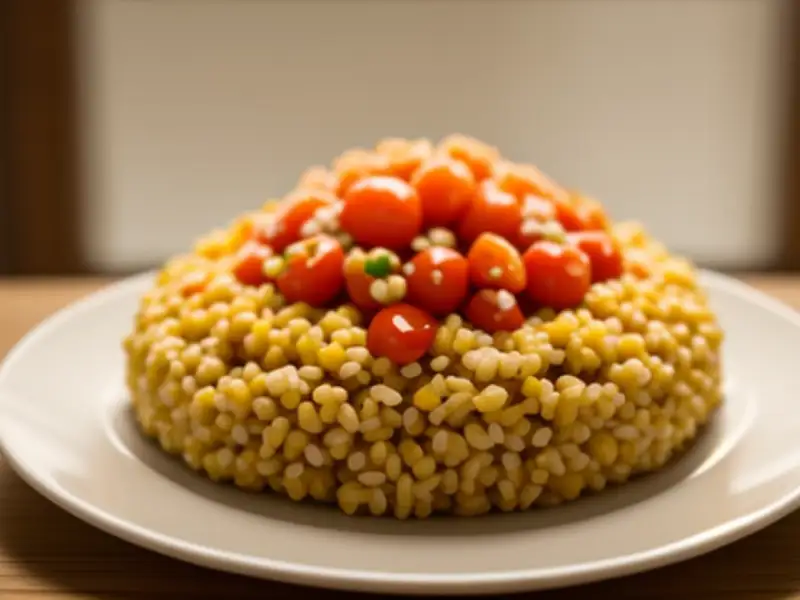 Pilaf de triguilho com grão-de-bico e tomate