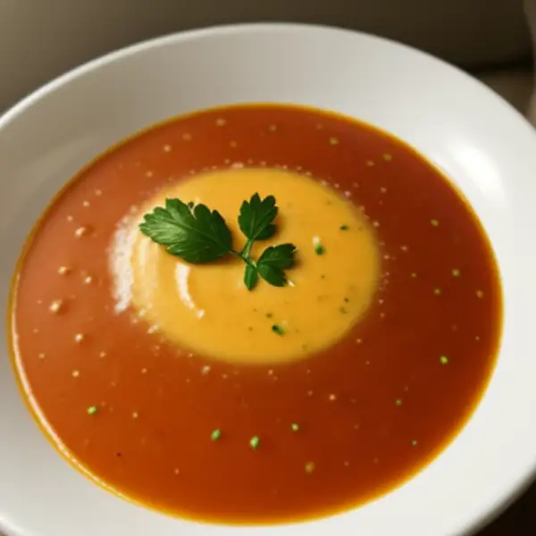 Sopa de abobrinha e tomate com tomilho