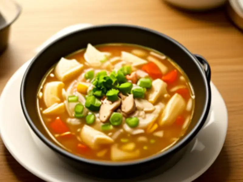 Sopa de frango com kimchi