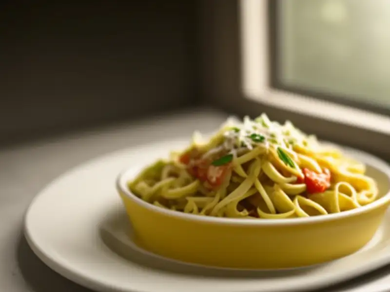 Talharim ao molho de tomate com abobrinha