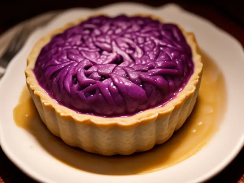 Torta de repolho roxo e carne moída