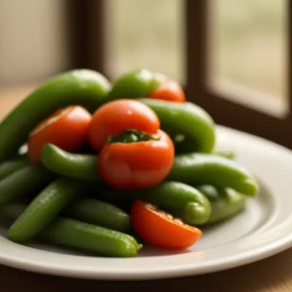 Vagem com tomate e pimentão