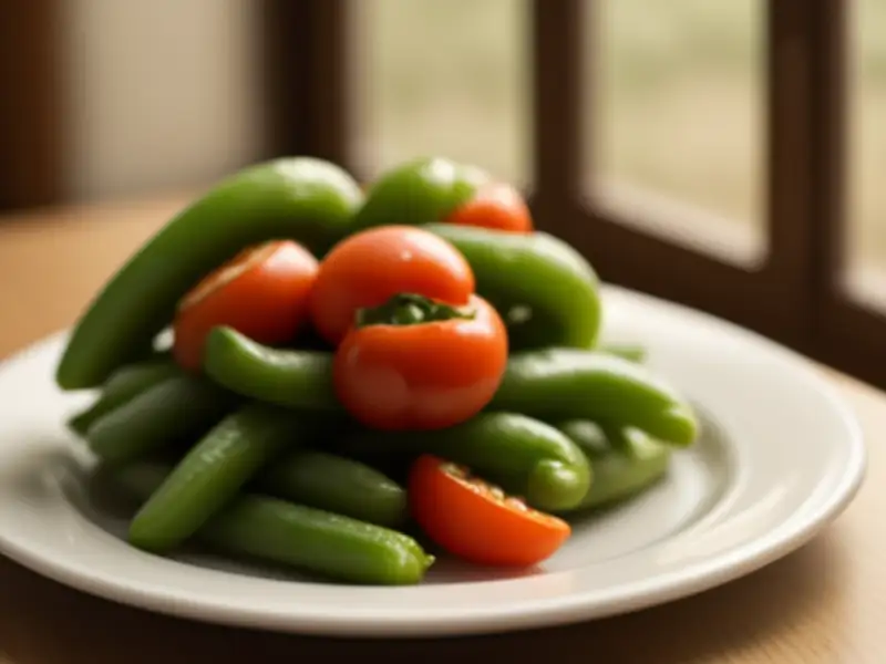 Vagem com tomate e pimentão